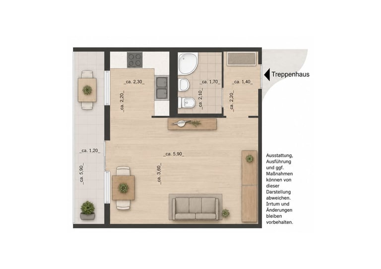 2D-Grundriss einer Wohnung als Teil des Vermarktungspakets VISUAL 2D