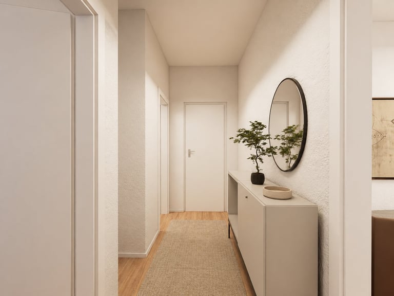 Virtuell eingerichteter Flur als Beispiel einer Raumvisualisierung für VISUAL 2D und VISUAL 3D
