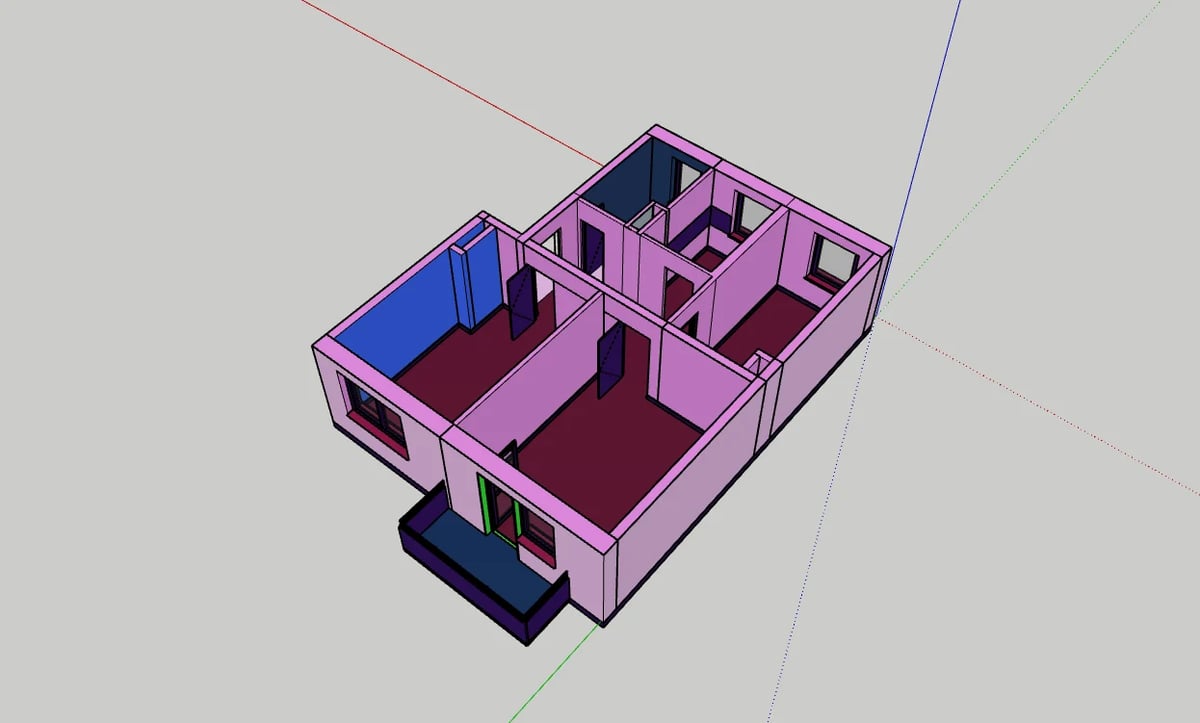 3D-Modell einer Wohnung als Rohmodell